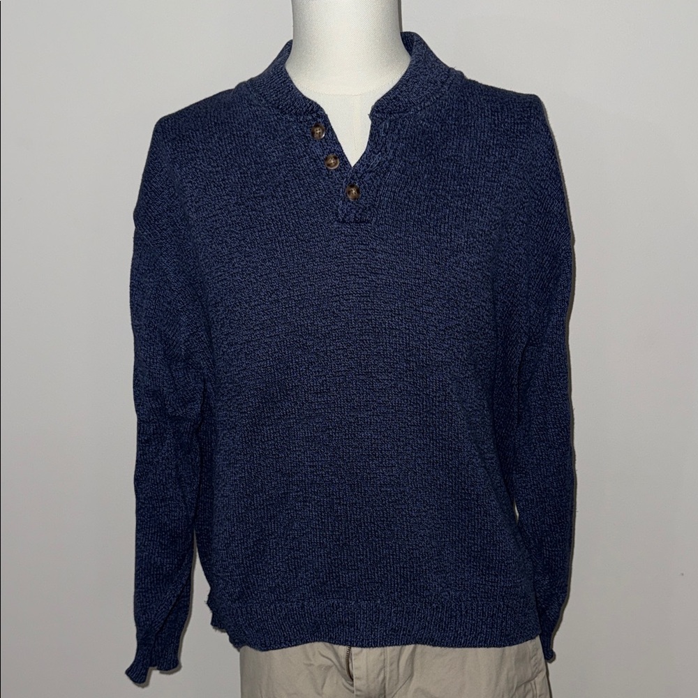 Lands' End Men's Deep Blue V-Neck Sweater